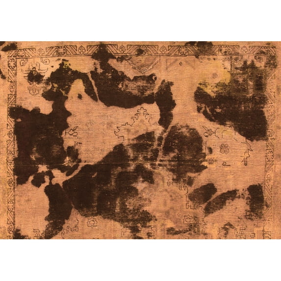 Ahgly Company Indoor Rectangle Abstract Orange Modern Area Rugs, 8' x 10'