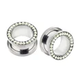 thumbnail image 1 of Pair Steel Multi Colourful Crystal Screw Fit Ear Flesh Tunnel Plug Expander 3mm - 25mm Gauge Flared Stretching Kit, 1 of 5