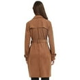 thumbnail image 4 of Giolshon Women's Faux Suede Trench Coat Classic Long Double Breasted Overcoat Belted Lapel Jacket Spring and Fall, 4 of 6