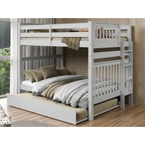 Bedz King Bunk Beds Full over Full Mission Style with End Ladder and a Full Trundle, Gray
