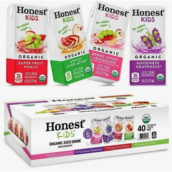 Honest Kids Organic Juice Drink, Variety Pack, 6 fl oz, 40 ct