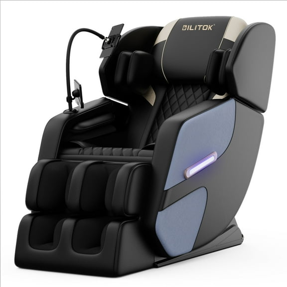 Full Body Massage Chair with Zero Gravity, 4D Massage Recliner with Heating, Full Body Airbags, 6 Fixed Rollers, Touch Screen, Bluetooth Speaker, Blue