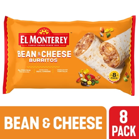 El Monterey Bean & Cheese Burritos, 32 oz, 8 Count (Frozen)