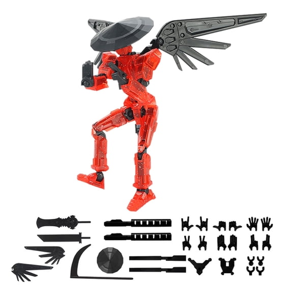 Lucky Robot 13 Action Figure, Dummy Robot Titan 13 Action Figures, T 13 Lucky Robo Dummy Nova 13 Action Figures-High Quality,Creative Assembly And Decompression Toys Red