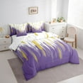 thumbnail image 3 of Homewish Graffiti Striped Lines 7-Piece Twin Bedding Sets,Modern Minimalist Geometric Bedding Comforter Set,Purple White Gold Sheet Sets For Teens,Super Cozy Room Decor Reversible, 3 of 8