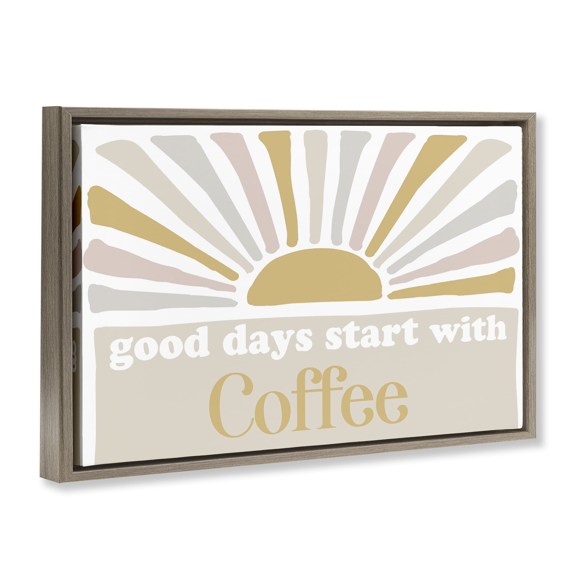 Stupell Industries Good Days Coffee Landscape Painting Brown Floater Framed Art Print Wall Art, 25 x 17
