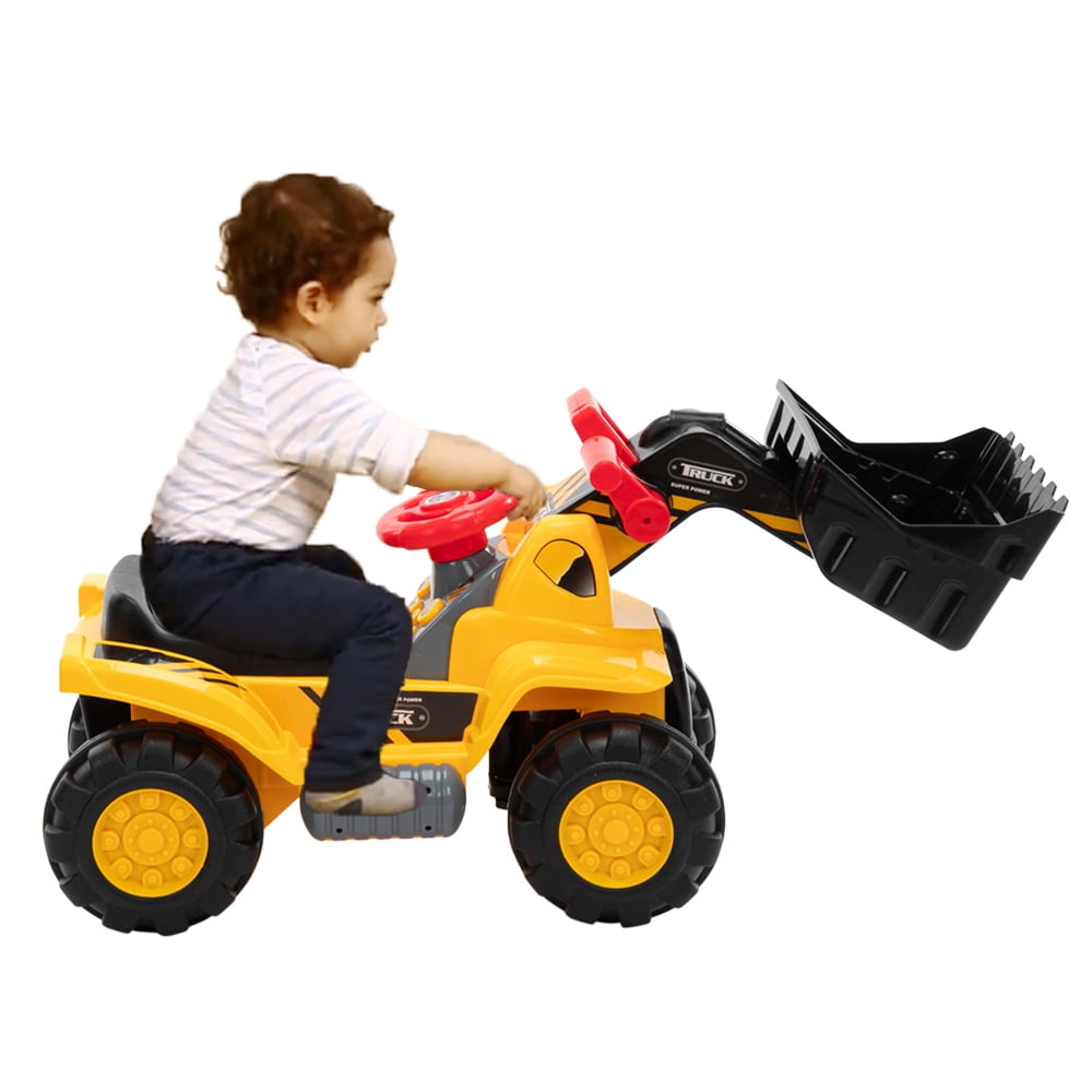 CIPACHO Kids Ride On Bulldozer, Outdoor Digger Excavator Cart with Storage, Children Pretend Play Truck Toy