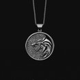 thumbnail image 3 of Witcher Geralt of Rivia Medallion White Wolf Necklace for Men Women Gift Mens Birthday Pendant Vintage Gwynbleidd, 3 of 5