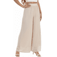 thumbnail image 3 of MLDRA Womens Dress Pants Palazzo Wide Leg Beach Trouser Elastic Waist Chiffon Culottes with Pockets Khaki Size XL, 3 of 6