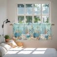 thumbnail image 3 of Teal Coastal Tier Curtains 24 Inch Length, Summer Beach Starfish Shell Coral Nautical Cafe Short Curtains for Bathroom Over Sink, Small Kitchen Curtain Light Filtering Drapes 2 Panels 27.5"Wx24"L, 3 of 8