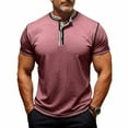 thumbnail image 2 of Men's Henley Shirts Short Sleeve 3 Button Cotton T-Shirts Casual Lightweight Basic Tee Fashion Summer Tops Hot Pink, 2 of 8