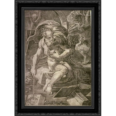 Diogenes 20x24 Black Ornate Wood Framed Canvas Art by Parmigianino, Girolamo