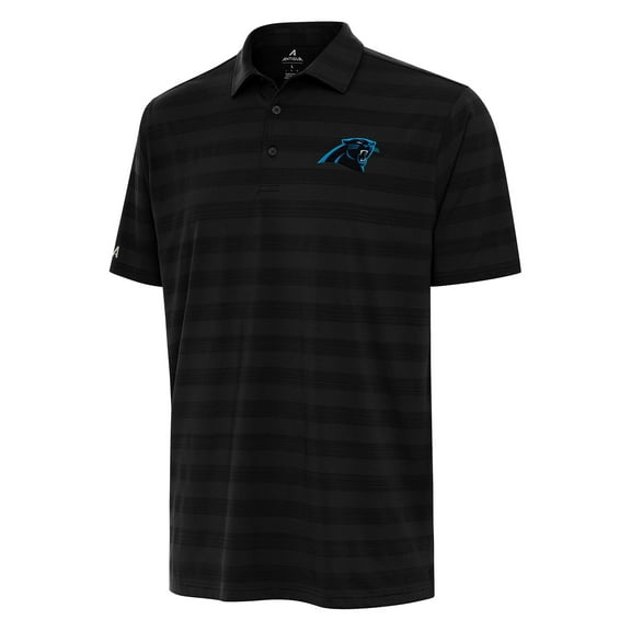 Men's Antigua Black Carolina Panthers  Tunnel Polo