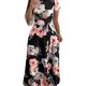 thumbnail image 2 of Vestido floral para mujer, negro, informal, estampado floral, diseño de lazo en la cintura, manga corta, largo, falda floral XXL, 2 of 12