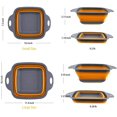 thumbnail image 3 of Colador plegable, juego de 2 coladores cuadrados de silicona con mango para cocina, drenaje de alimentos, pasta, verduras, frutas y carne (naranja) JM, 3 of 5