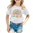 thumbnail image 4 of Shirts for Girls Letter Print Comfy Short Sleeve T Shirts Round Neck Vacation Tops Girls Summer Tops T-Shirts 10-11 Years, 4 of 4