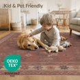 thumbnail image 4 of ODIKA 3'x5' Washable Area Rug Non-Slip, Flatweave, Easy Care Kilim Navy Faded Farmhouse Geometric Motif Frame Distressed Vintage for Hallway, Laundry Room, 4 of 7