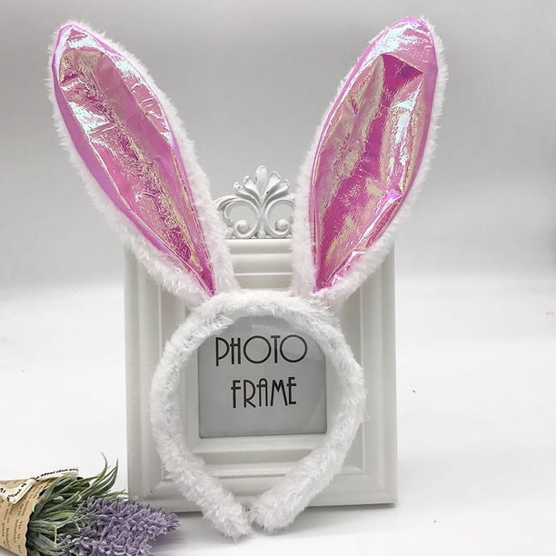 Diadema de conejo de peluche navideño para fiesta de Halloween, discoteca, con orejas de conejo de alambre, joyería para la cabeza