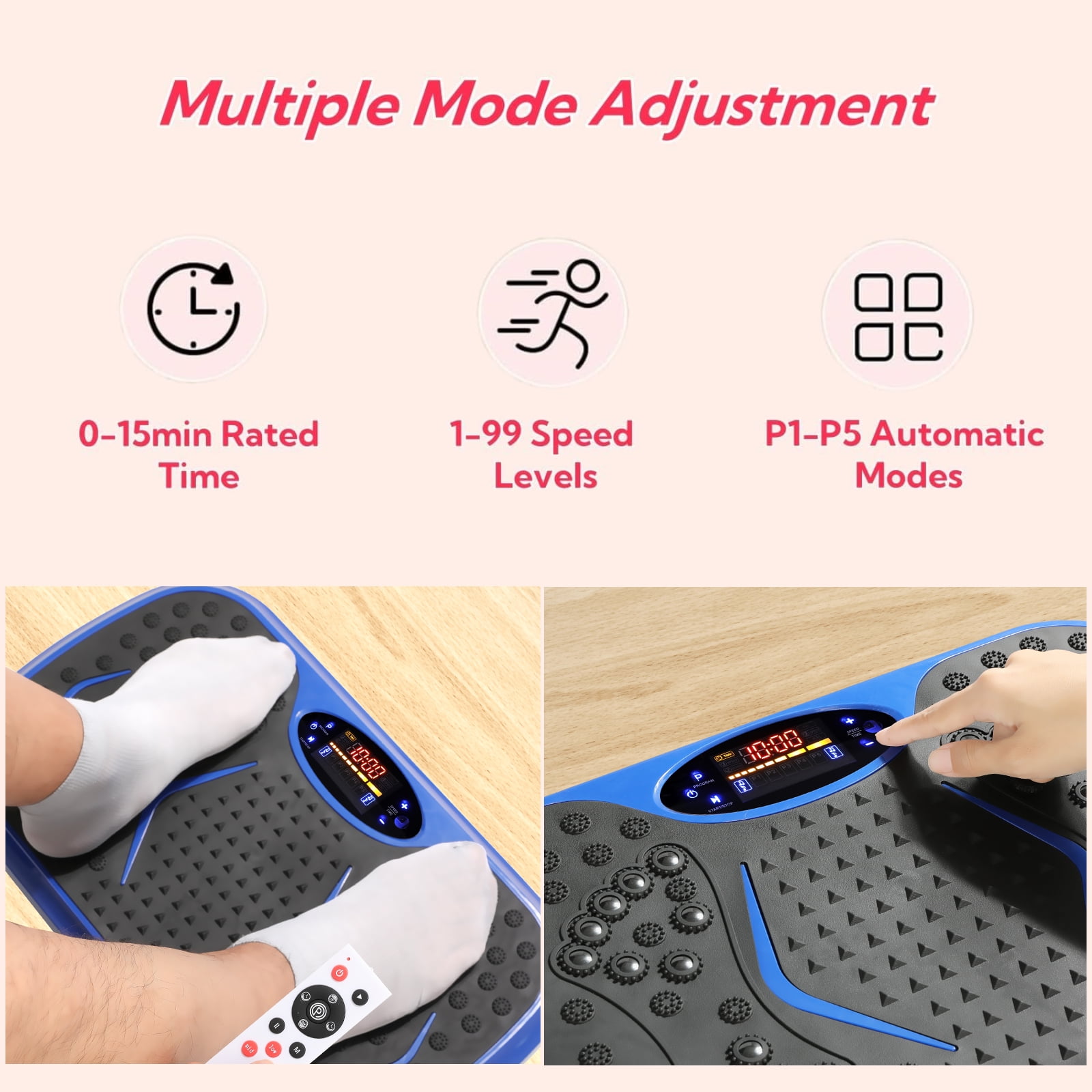 Arlopu Vibration Plate Exercise Machine, Whole Body Workout Vibration Platform w/ 2 Resistance Bands for Wellness and Fitness