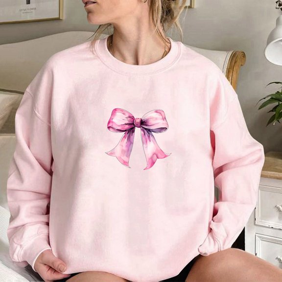 CLOISE Women's Sweatshirts Graphic Pullover Sweatshirts Crew Neck Long Sleeve Hoodies Shirts Pink Drop Shoulder Basic Tops Fall Comfy Preppy Outfits XL