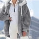 thumbnail image 4 of Gibobby Abrigos de mujer, Chaqueta de Forro Polar difuso para Mujer con Botones y Abrigos Sherpa Casuales con Bolsillos(Gris,G), 4 of 5