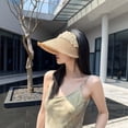 thumbnail image 6 of HONHUZH Summer Hats Womens Summer Wide Brim Visor Hat Ponytail Hole Foldable Sun Protection Cap, 6 of 6