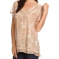 thumbnail image 4 of Sakkas Charolette Embroidery And Seqiun Accents Blouse - Sand - One Size, 4 of 5