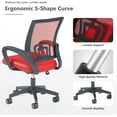 thumbnail image 6 of Wubio Office Chairs, Ergonomic Mid-Back Mesh Desk Chairs with Lumbar Support, Adjustable Swivel Rolling Design, Comfy Armrest for Work, Study, Gaming, Vanity, Red, 2 Pack, 6 of 10