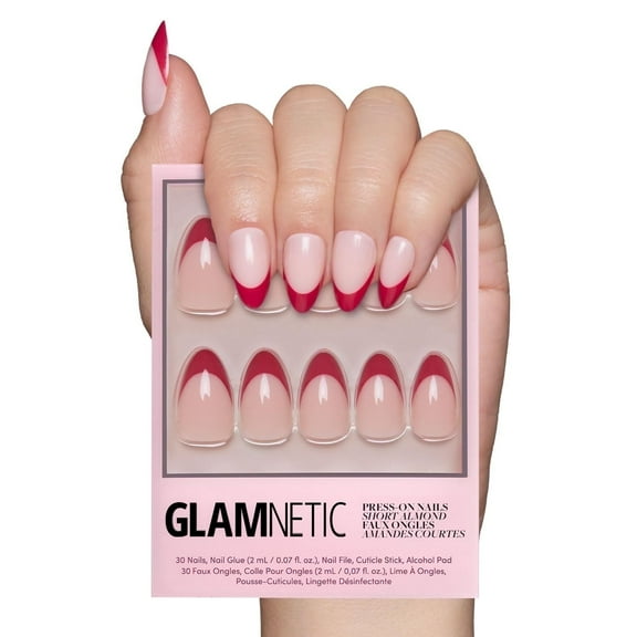 Glamnetic Press-On Nails – Rose Garden | Classic Red French Tip Nails, "Salon Quality", 30 Count