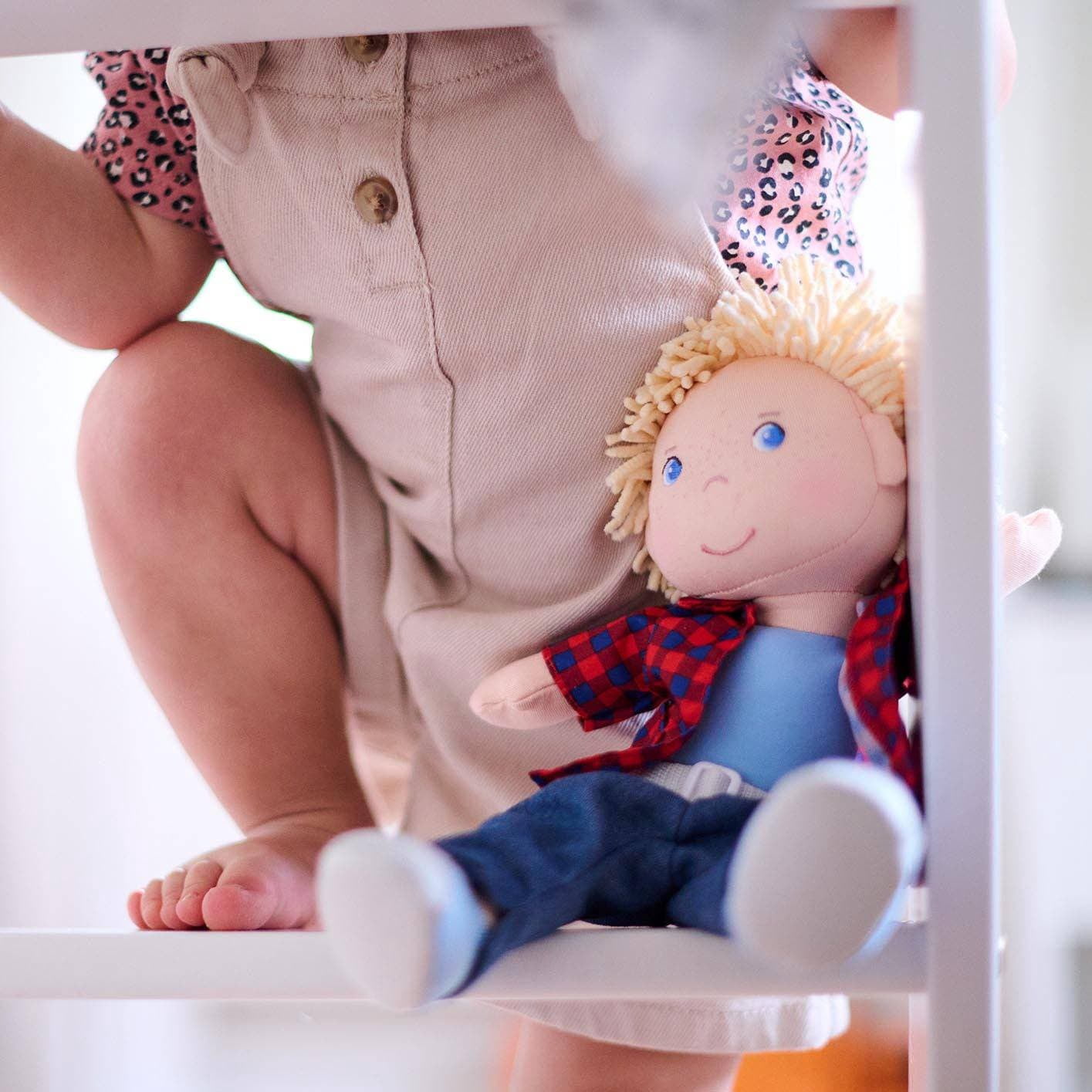 HABA Nick 12" Soft Doll - Baby Boy Doll with Blonde Hair and Blue Eyes (Machine Washable) Perfect Plush Toy for 18 Months & Up