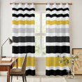 thumbnail image 4 of Yellow Black Stripe Kitchen Curtains 96 Inch Length, Modern Abstract Art Coarse Striped Grommet Top Bedroom Living Room Curtains, Light Filtering Cafe Curtain Drapes 2 Panels Set 104''x96'', 4 of 9