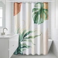 thumbnail image 5 of REGALWOVEN Leaf Print Shower Curtain, Bohemian Modern Waterproof Bathroom Shower Curtain Sets with 12 Plastic Hooks, Washable Green Gold 71"W x 71"L, 5 of 5