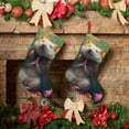 thumbnail image 6 of Wukai Colorful Flower Meditating Hamster Print Christmas Stockings 18" Christmas Stocking Snowman Burlap Plaid Xmas Stocking Holiday Christmas Decoration Gifts for Family Kids, 6 of 7