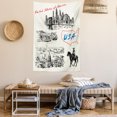 thumbnail image 2 of American Decor Tapestry, Hand Drawn USA Map and Nostalgic Skyscrapers Cowboy with Horse Metropolis, Wall Hanging for Bedroom Living Room Dorm Decor, 40W X 60L Inches, Black White, by Ambesonne, 2 of 5