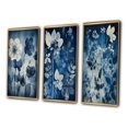 thumbnail image 3 of Designart "Faded Retro Blue Vintage Botanical Flowers IV" Abstract Botanicals Framed Wall Art Set Of 3 - Blue Modern Frame Canvas Set For Living Room Decor, 3 of 6