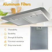 FIREGAS 30 inch Under Cabinet Range Hood with Ducted / Ductless Convertible Slim Kitchen over Stove Vent, 3 Speed Exhaust Fan, Reusable Filter, LED Lights in Stainless Steel