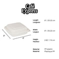 thumbnail image 2 of Café Express (150 Count) 8" x 8" Hinged Food Containers, PP Clamshell, Snap Tight with Easy Grip Tabs, Leak & Grease Resistant Box, Microwave-Safe Disposable Containers, 2 of 4