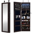 thumbnail image 1 of Soges Wall Door Mounted Mirrored Jewelry Armoire Storage Organizer, Brown, 1 of 6