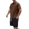 thumbnail image 2 of NTACZA 2 Pieces Shorts Set Men Short Sleeve Active Shirt Shorts Tracksuits Collared Mens Elastic Waist Sweatsuits 3XL, 2 of 8