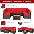 thumbnail image 4 of YODOLLA 7-Piece Patio Furniture Set, Brown Rattan Wicker Outdoor Sectional Sofa Couch with Table Patio Conversation Set for Lawn& Backyard In Red, 4 of 9