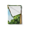 thumbnail image 2 of Forest Soft Flannel Fleece Throw Blanket, Clear Day in the Woods Theme Cartoon Drawing Style Idyllic Summer, Cozy Plush for Indoor and Outdoor Use, 50" x 60", Green Pale Blue Caramel, by Ambesonne, 2 of 5