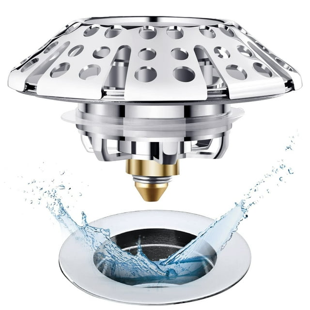 Tapón universal para desagüe de bañera AzWzz de 37-50 mm con sistema pop-up