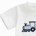 thumbnail image 4 of TOWED22 Toddler Baby Boy Summer Outfits Animal Embroidered Short Sleeve T Shirt Stripe/Plaid Shorts Set Infant Clothes(White,6-12 M), 4 of 8