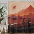 thumbnail image 2 of Boho Western Shower Curtain Modern Southwestern Mountain Cactus Arizona Desert Sunset Shower Curtain for Bathroom Mid Century Modern Retro Aesthetic Minimalist Fabric Bath Curtain with Hooks, 36X70IN, 2 of 3