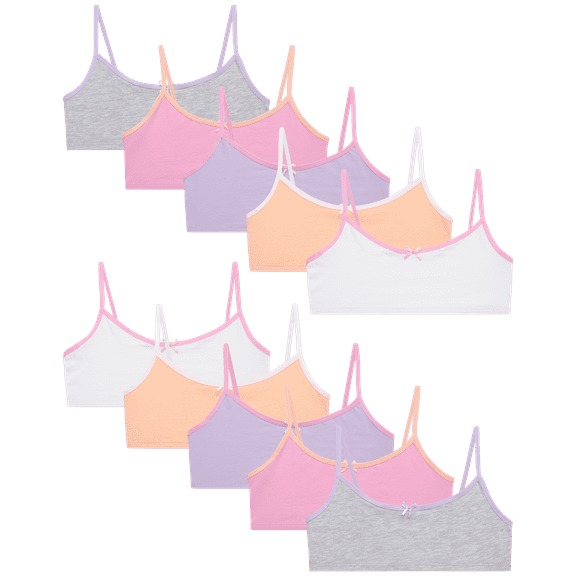 Sweet & Sassy Girls Cotton Spandex Cami Crop Training Bra (10 Pack)