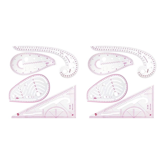 Inteprter 4 Pieces Pattern Sewing Ruler DIY Dressmaking Half-round Manual Clothing Drafting Drawing Metric Curve Calibrated Tailor uno 2piezas