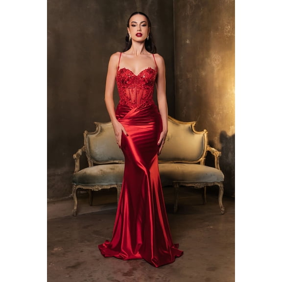 Women's May Queen Prom 2026 Dress Sweetheart Mermaid Formal Gown MQ2139 Red 14