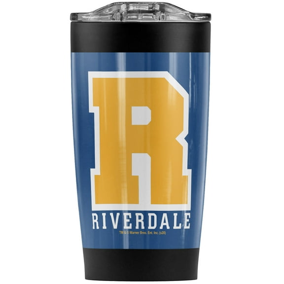 Riverdale Varsity Letter Stainless Steel 20 oz Travel Tumbler, Vacuum Insulated & Double Wall with Leakproof Sliding Lid | Great for Coffee/Hot Drinks and Cold Beverages