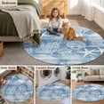 thumbnail image 6 of Blue Coastal Round Living Room Rugs 6 ft, Nautical Starfish Jellyfish Coral Summer Washable Area Rug with Non-Slip Sturdy Edge Binding Round Carpet for Kitchen Office Bedroom, 6 of 9