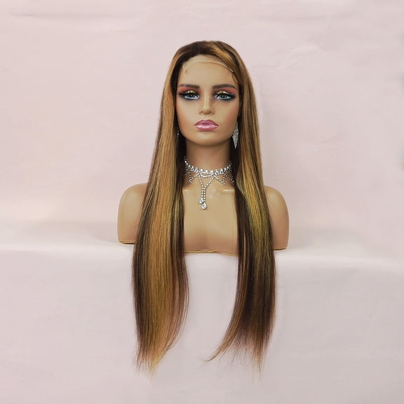 VIYA Highlight Straight Ombre Lace Front Wig Human Hair Pre Plucked Ombre Mixed Color 26 Inch